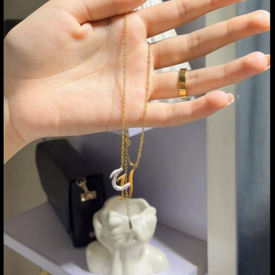 Dainty Crystal H Initial Necklace