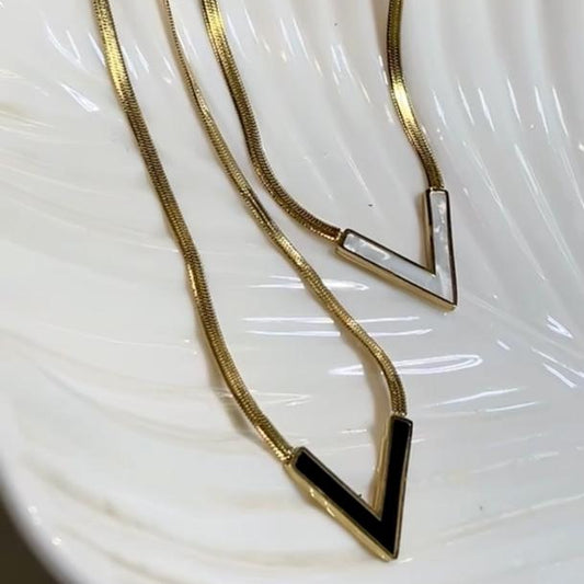 Sleek V Pendant Snake Chain Necklace