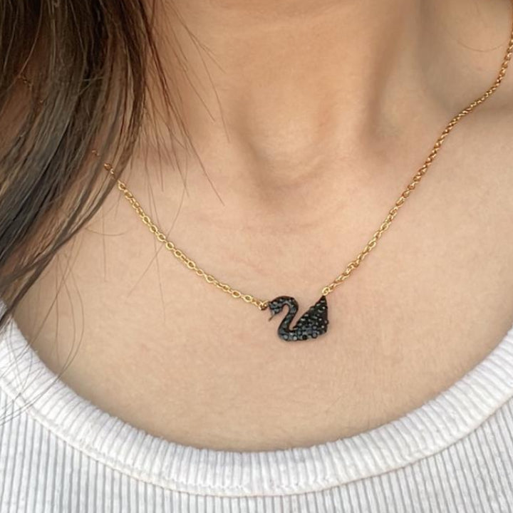 Dainty Swan Pendant Necklace - Gold Chain