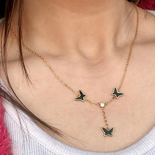 Triple Butterfly Charm Necklace