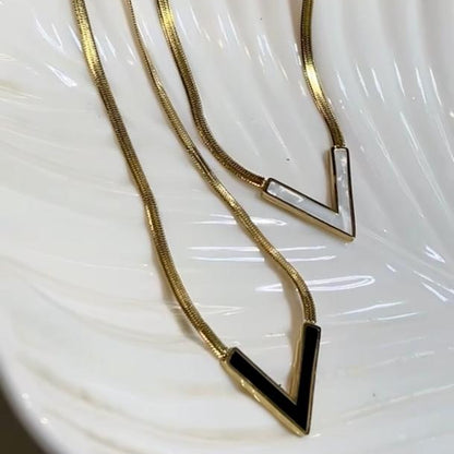 Sleek V Pendant Snake Chain Necklace