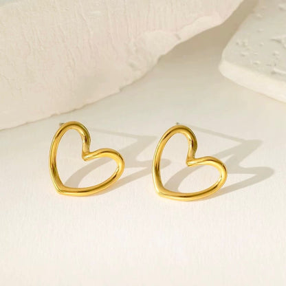Gold Heart Stud Earrings