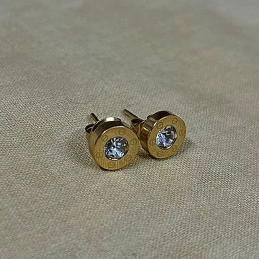 Classic Gold Crystal Stud Earrings