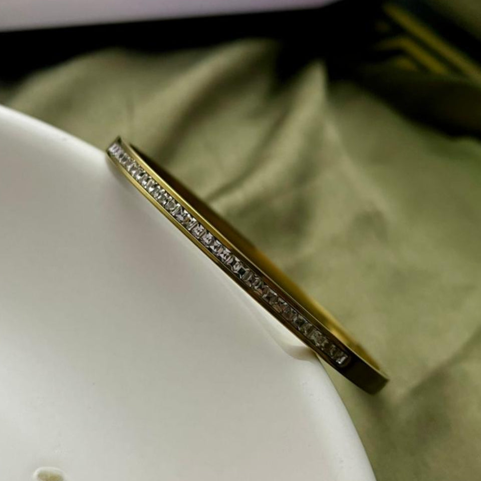 Slim Crystal Bangle Bracelet  Gold