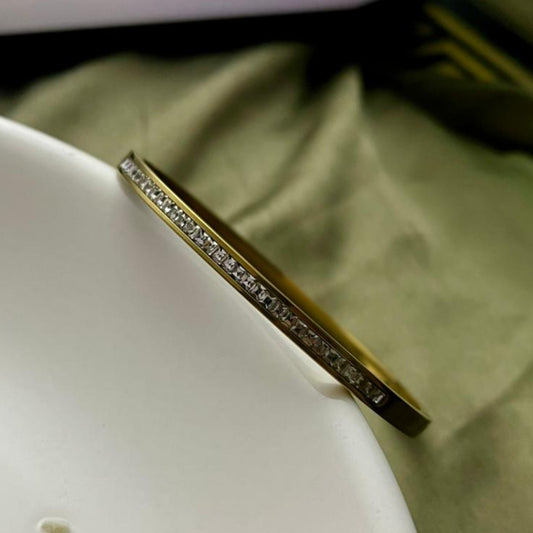 Slim Crystal Bangle Bracelet  Gold