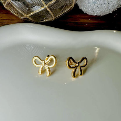 Gold Bow Stud Earrings
